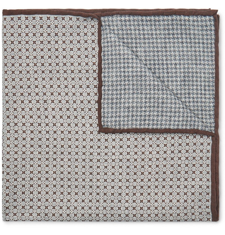 Photo: Brunello Cucinelli - Printed Silk Pocket Square - Gray