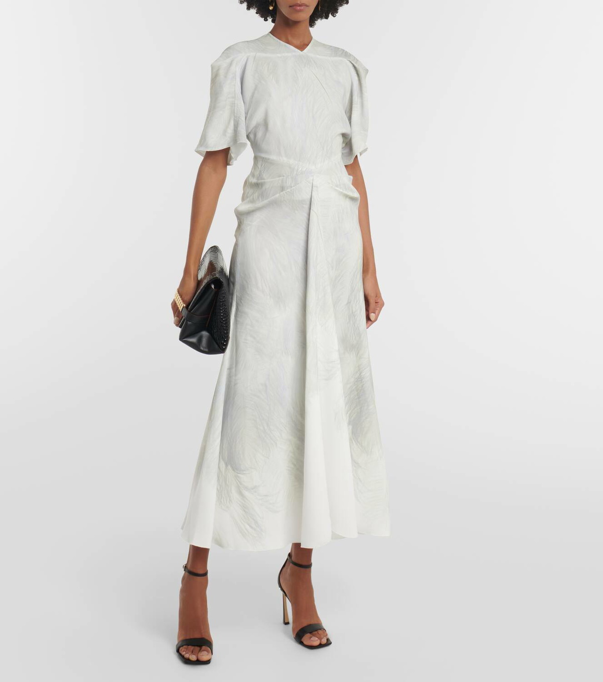 【Victoria Beckham】フローラル cadyミディドレス Cady midi dress in black - Victoria Beckham | Mytheresa