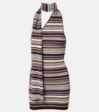 Aya Muse Knitted scarf-detail striped minidress