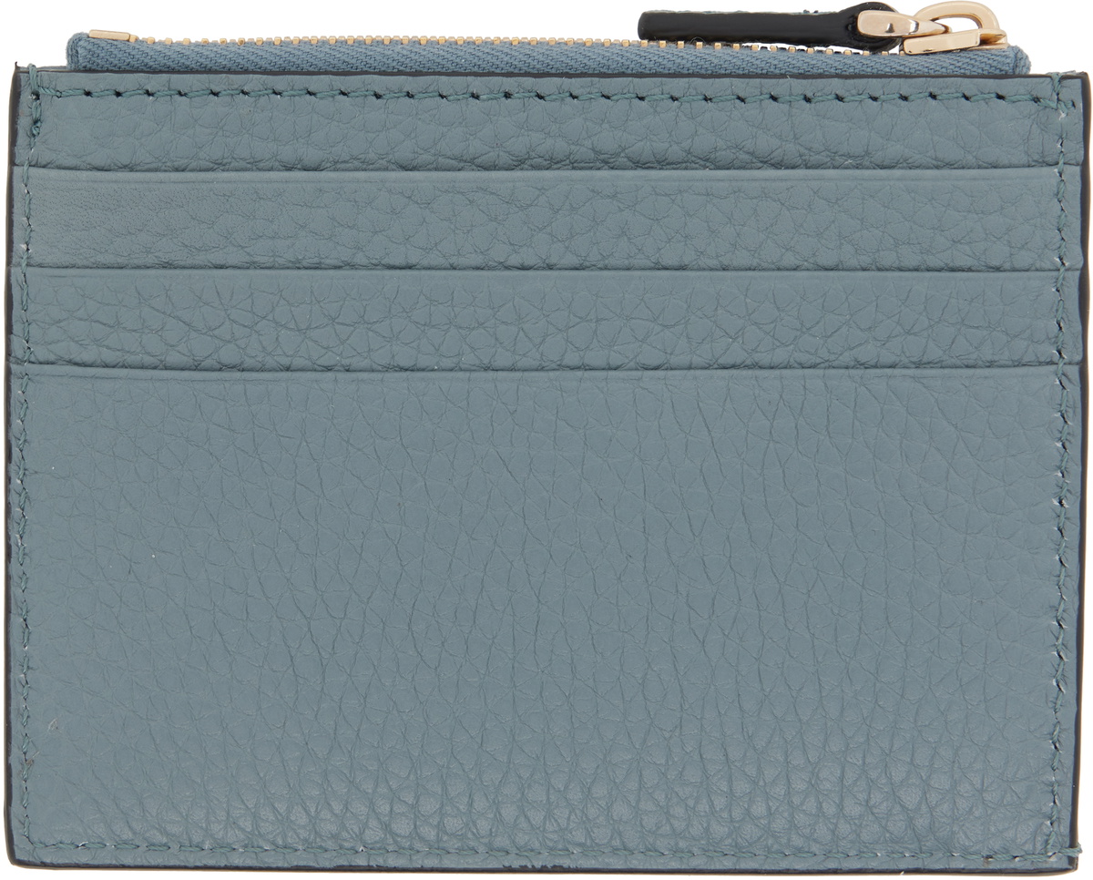 Valentino Garavani Gray Rockstud Grainy Calfskin Card Holder