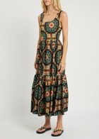 LA Double J Capri Printed Satin-twill Midi Dress Multicoloured