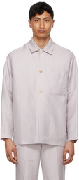 AURALEE Purple Linen & Silk Dobby Shirt Jacket