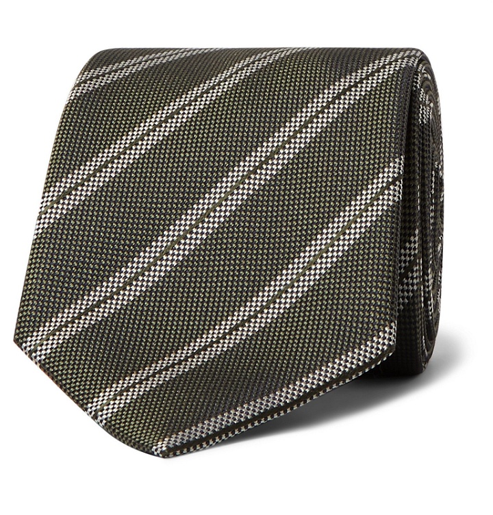 Photo: Brioni - 8cm Striped Silk-Jacquard Tie - Green