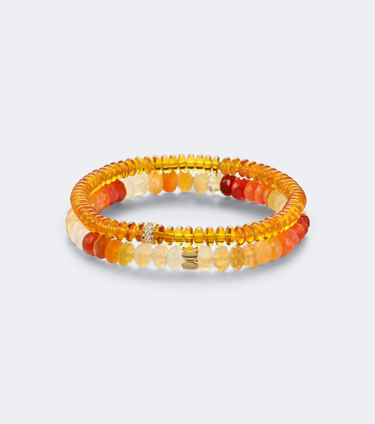 Sydney Evan 14kt gold beaded bracelet with gemstones