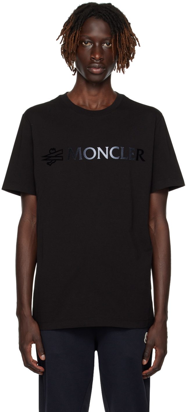 Moncler Black Flocked T-Shirt Moncler
