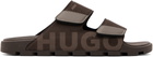 Hugo Brown Faux-Suede Logo Detailing Sandals
