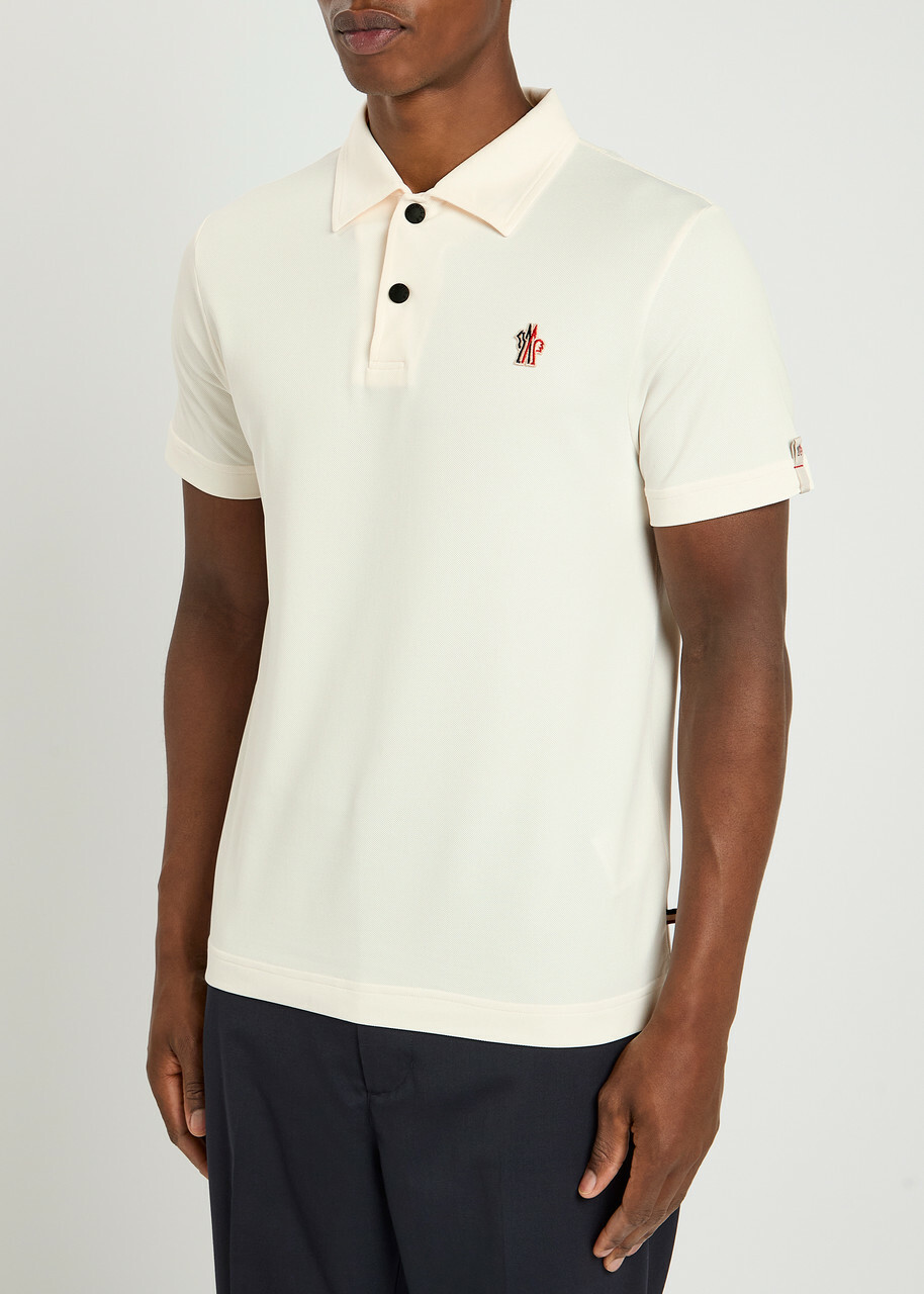Moncler Grenoble Logo-appliqué Woven Polo Shirt Cream