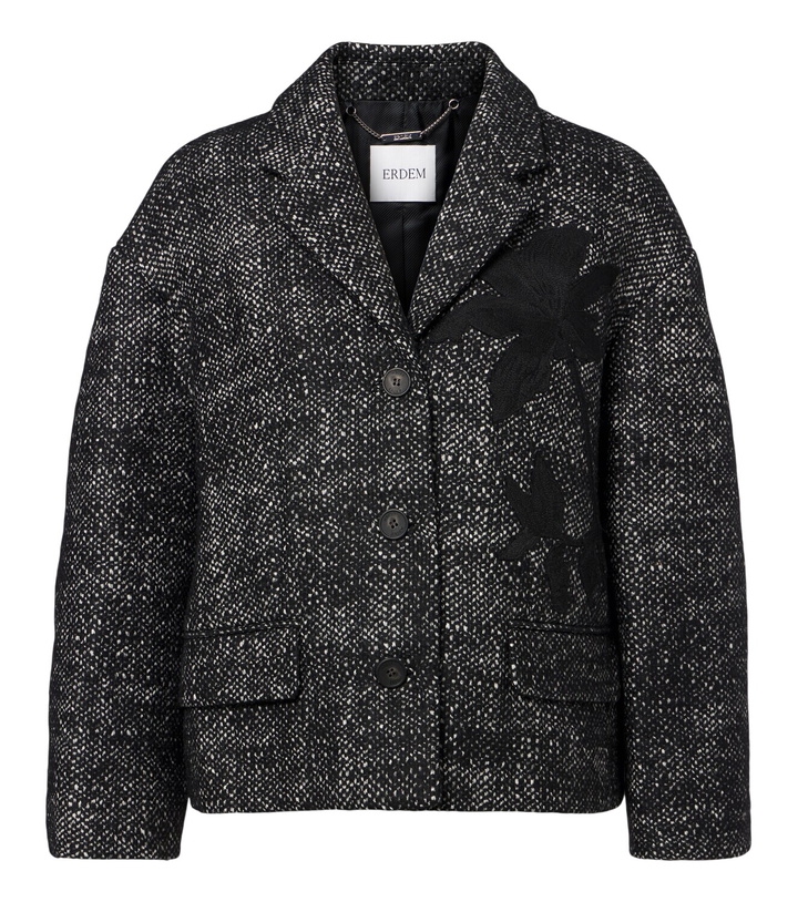 Photo: Erdem Cropped embroidered wool-blend jacket