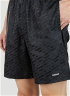 Versace - La Greca Jacquard Print Swim Shorts in Black