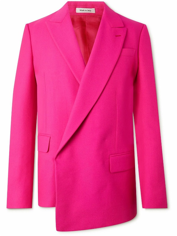 Photo: Alexander McQueen - Asymmetric Double-Breasted Wool-Twill Suit Jacket - Pink