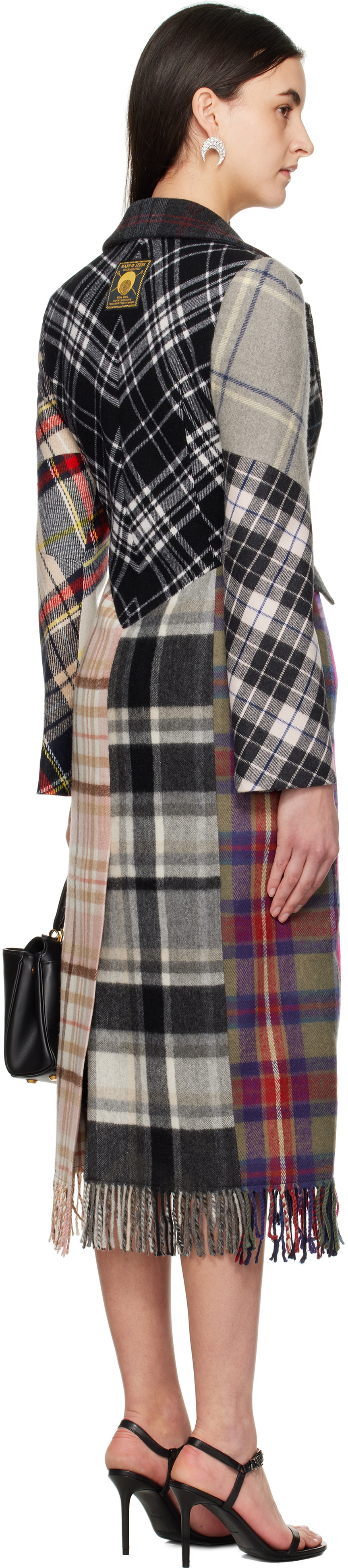Marine Serre Multicolor Regenerated Tartan Scarves Fitted Coat