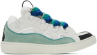 Lanvin White & Blue Curb Sneakers