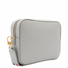 Thom Browne Men's Small Leather Camera Bag in Light Grey