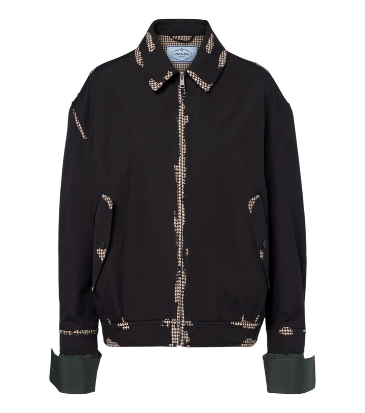 Photo: Prada Houndstooth devoré cotton blouson jacket