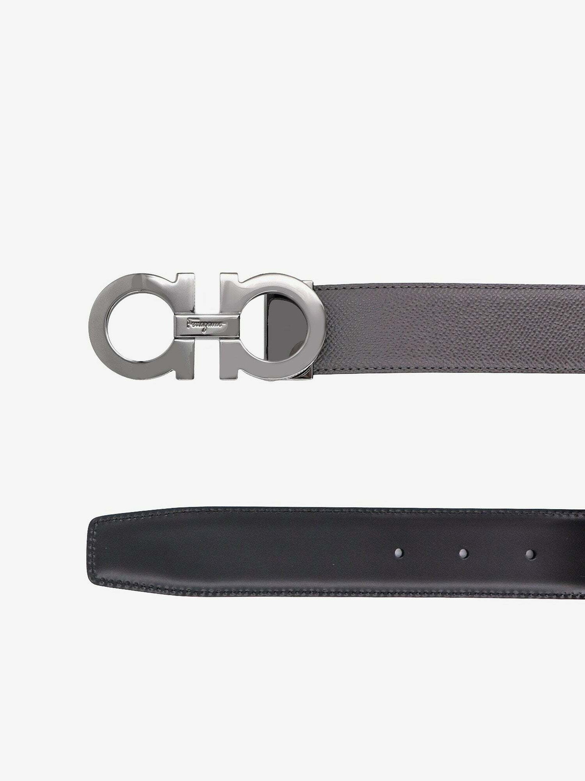 Salvatore Ferragamo Gray Belt with Silver Buckle Salvatore Ferragamo 100% Leather Gray Men main image 2