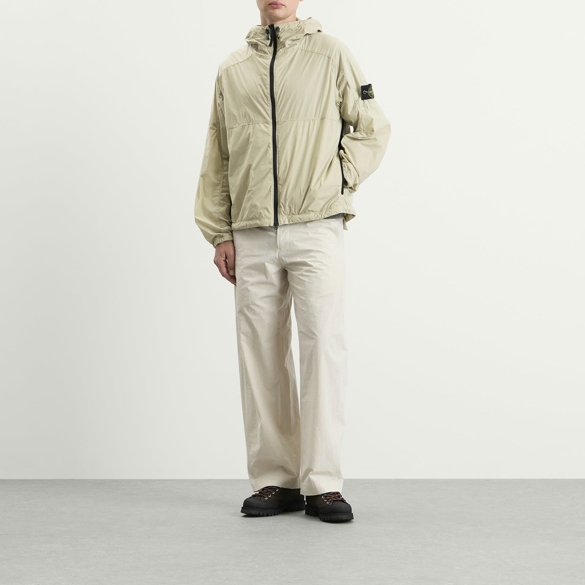 Stone Island Men's Ultralight Nylon Stretch-TC Hooded Jacket in Sand