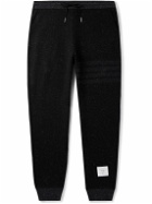 Thom Browne - Logo-Appliquéd Ribbed Cotton and Silk-Blend Sweatpants - Black