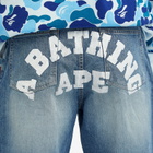 A Bathing Ape Men's College Denim Shorts in Light Indigo