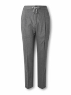 De Petrillo - Tapered Pleated Wool and Cashmere-Blend Flannel Trousers - Gray