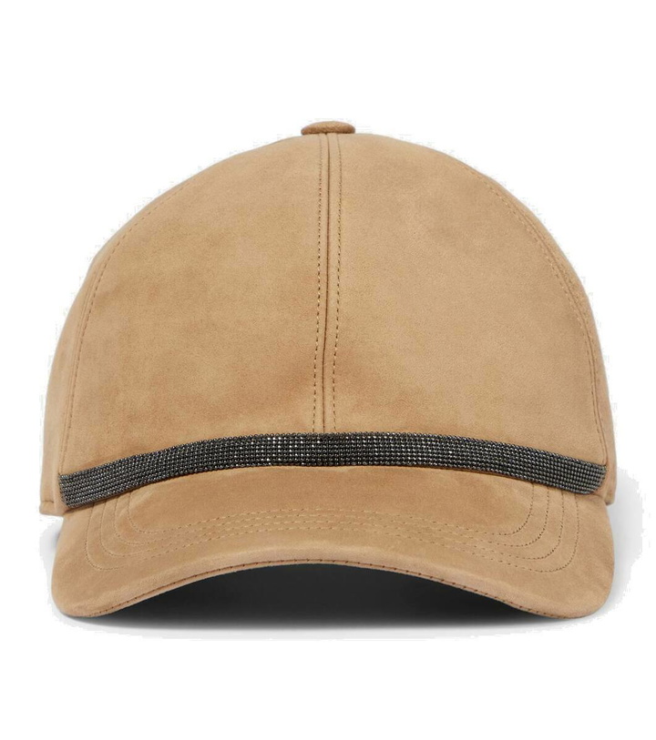 Photo: Brunello Cucinelli Monili-embellished suede baseball cap