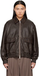 Studio Nicholson Brown Piston Leather Jacket