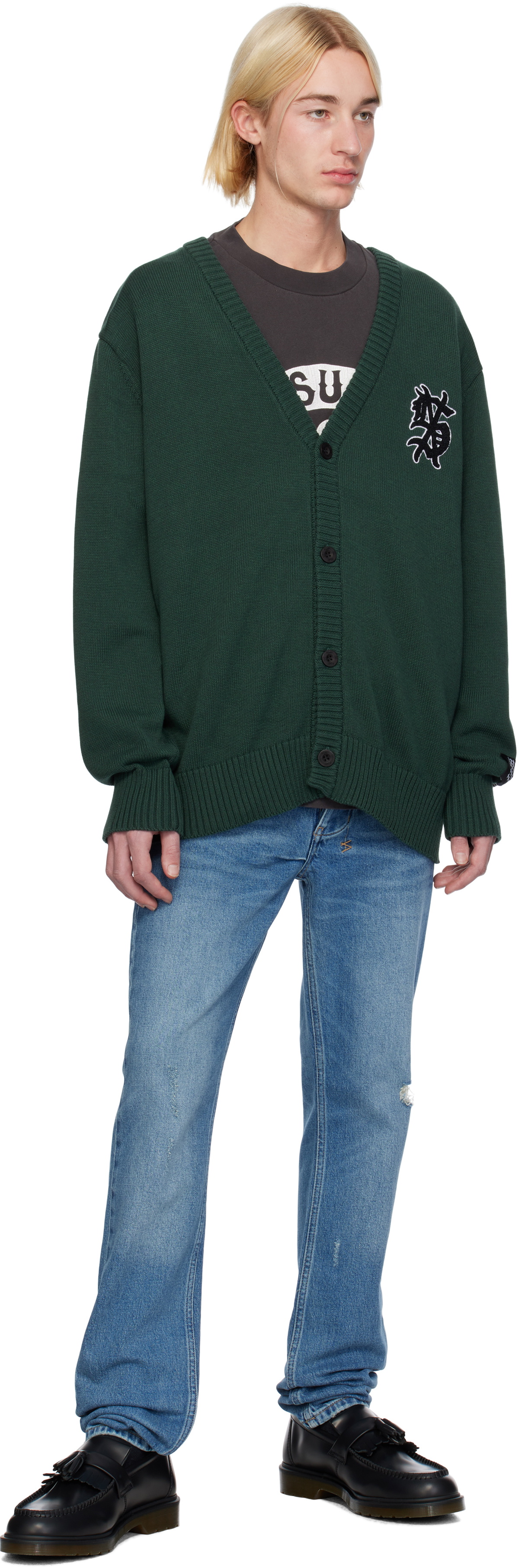 Ksubi Green Dug Out Knit Military Cardigan