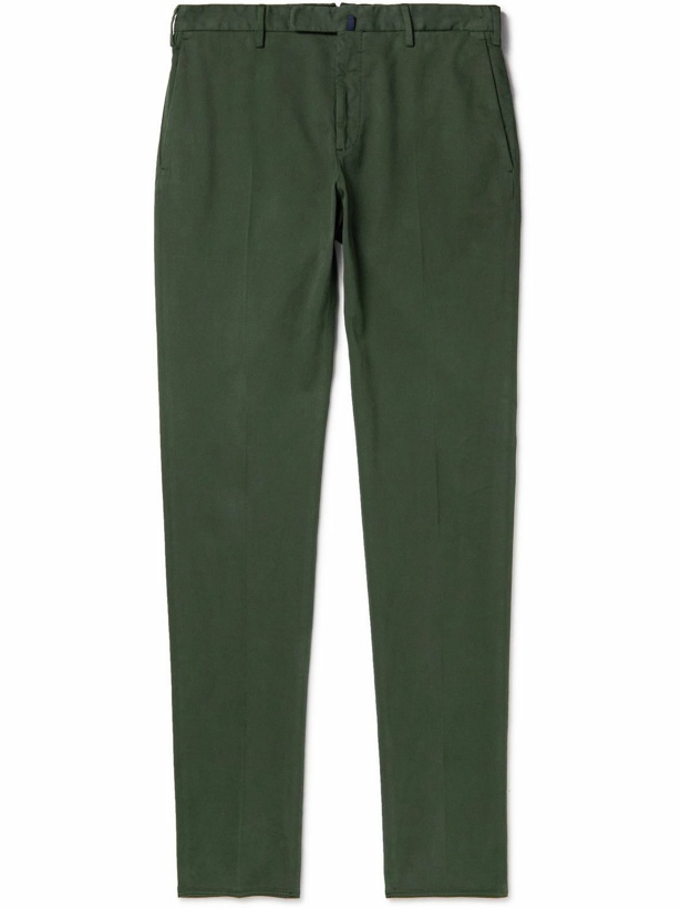Photo: Incotex - Straight-Leg Stretch-Cotton Twill Trousers - Green