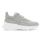 Alexander McQueen Silver and White Tiny Dancer Oversized Runner Sneakers