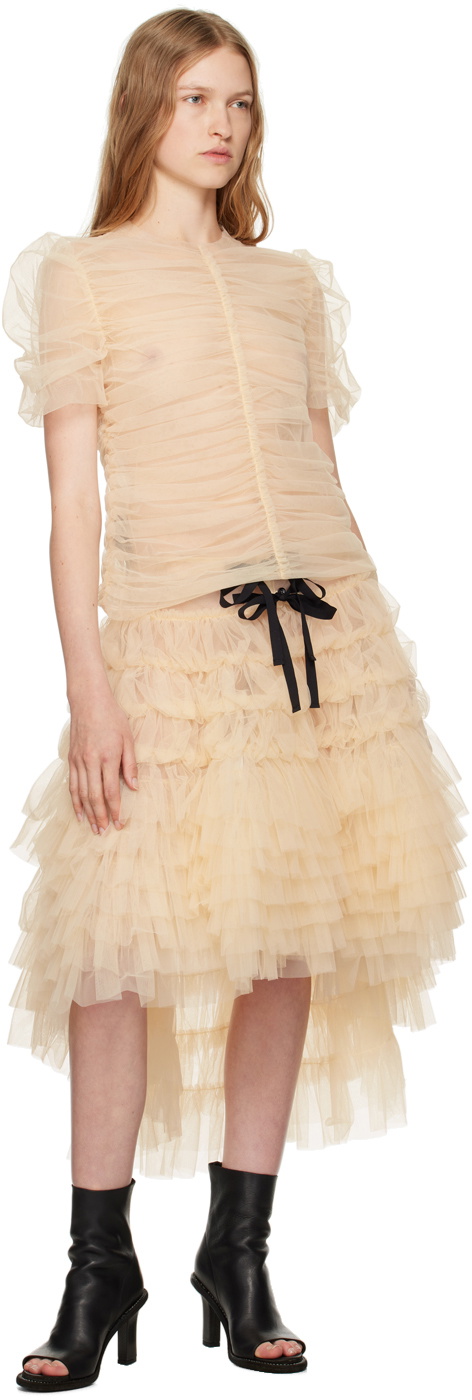 Renaissance Renaissance Beige Waterfall Midi Skirt