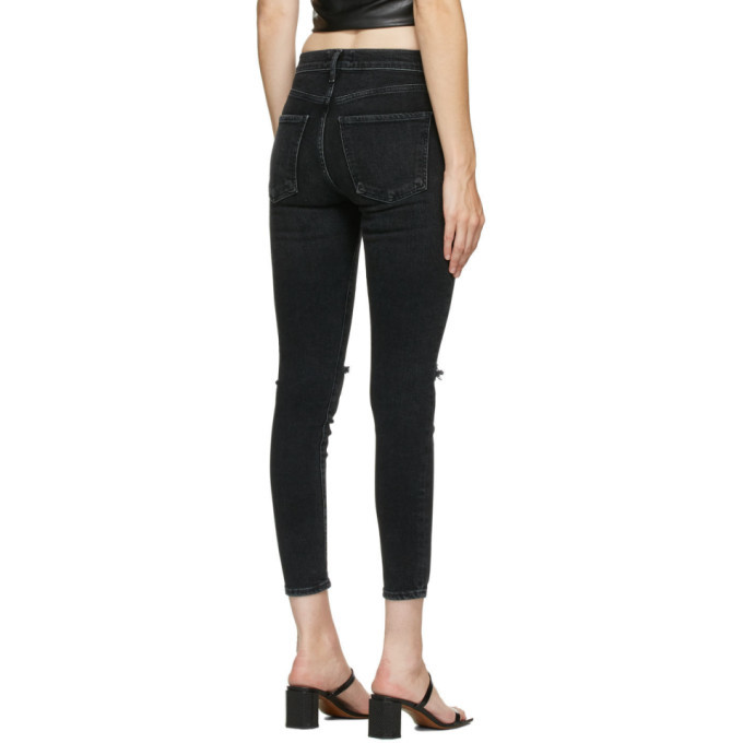 AGOLDE Black Sophie Mid Rise Ankle Jeans AGOLDE