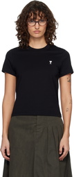 AMI Paris Black Ami de Coeur Cropped T-shirt