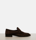 The Row Soft ruched suede loafers