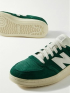 New Balance - T500 Leather-Trimmed Suede and Nubuck Sneakers - Green