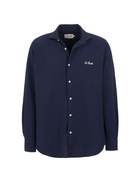 MC2 Saint Barth Man Seersucker Blue Cotton Shirt Pamplona
