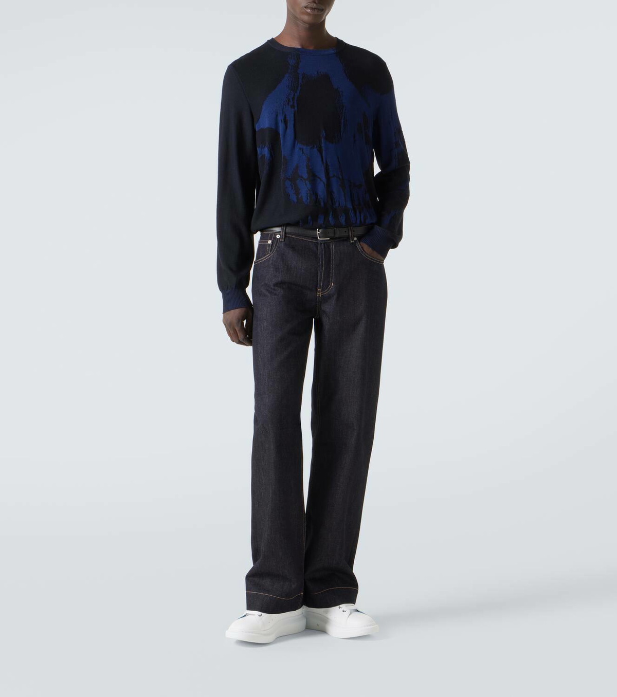 McQueen Mid-rise wide-leg jeans