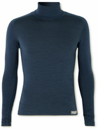 Café du Cycliste - Camille Knitted Mock-Neck Base Layer - Blue