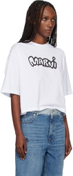 Marni White Sprayed Marni Logo Jersey T-shirt