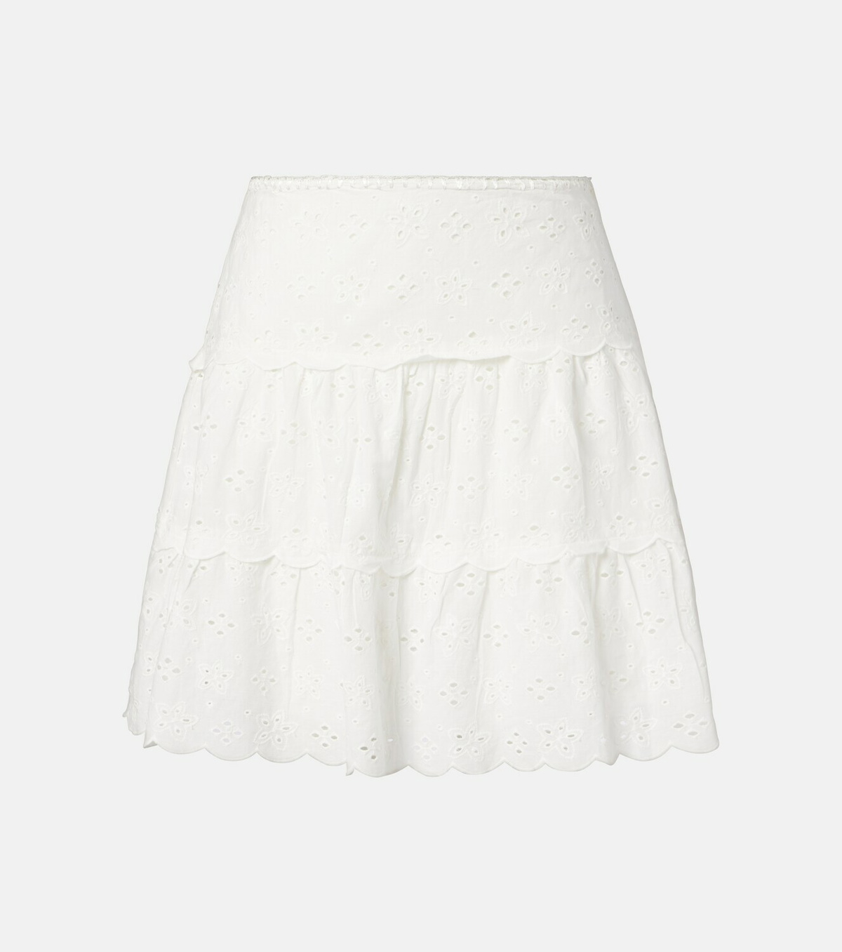 Rixo Cassandra scalloped cotton miniskirt