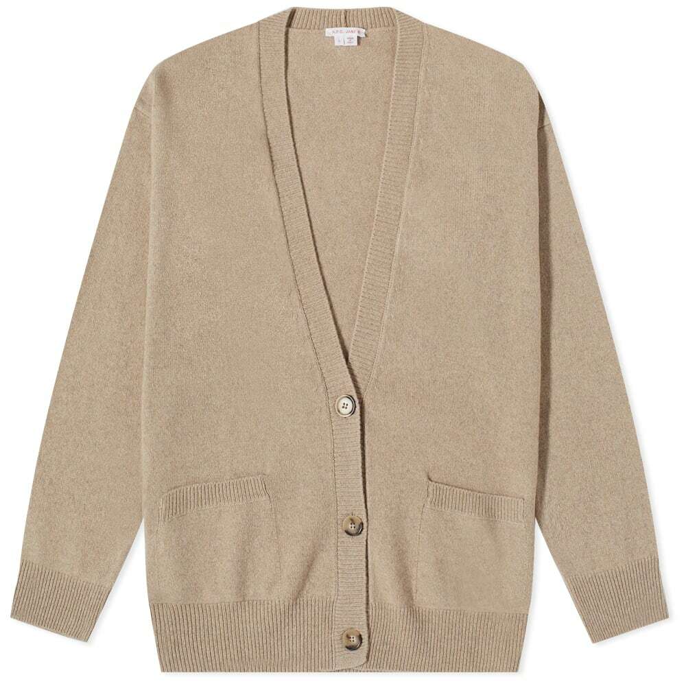 A.P.C. Men's x Jane Birkin Jane Cashmere Cardigan in Beige