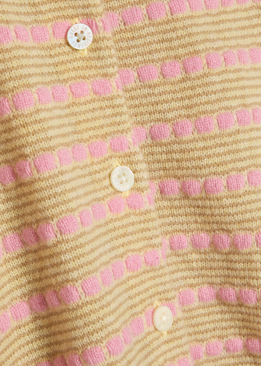 Guest In Residence Pebble Jane Striped Cashmere Cardigan Yellow