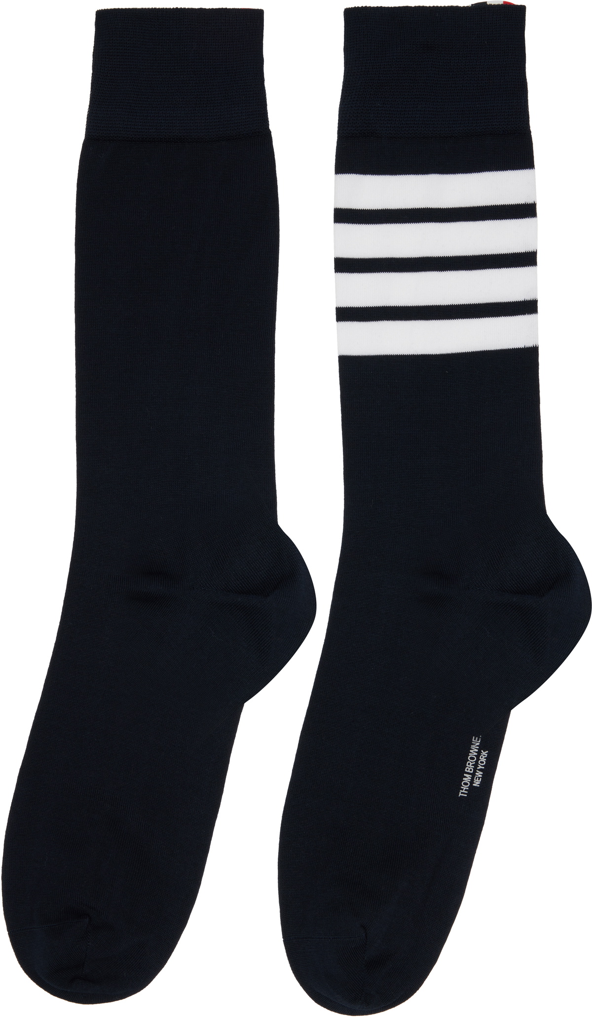 Thom Browne Navy Cotton 4-Bar Mid Calf Socks