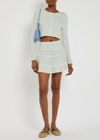 Loveshackfancy Coella Striped Stretch-knit Mini Skirt White And Blue