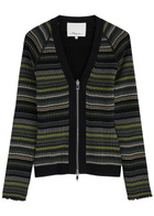 3.1 Phillip Lim Reversible Striped Knitted Cardigan Black