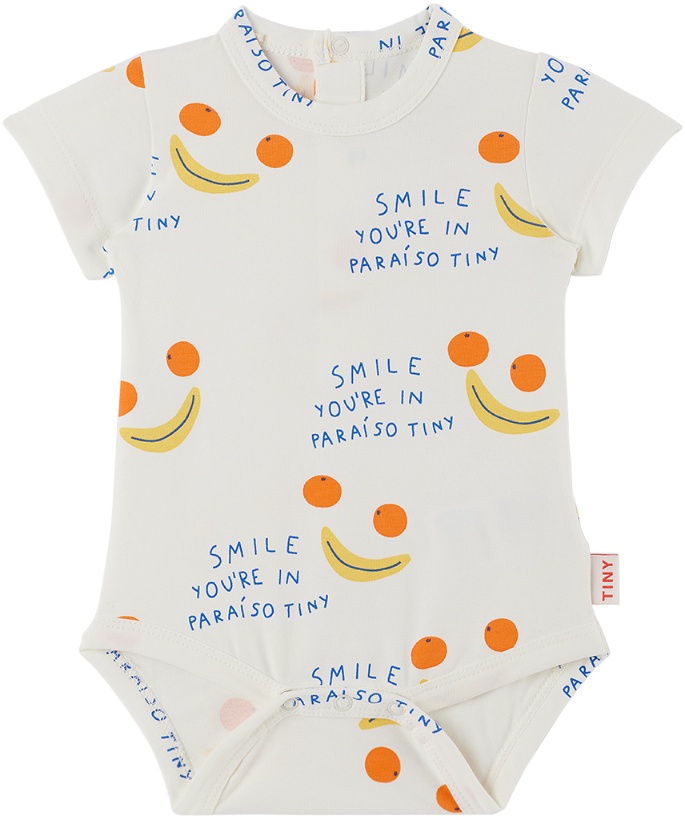 Photo: TINYCOTTONS Baby Off-White 'Smile' Bodysuit