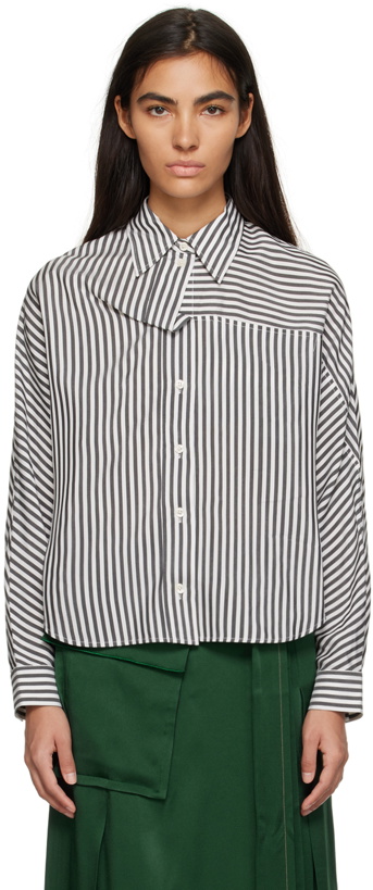 Photo: Victoria Beckham Off-White & Black Fluid Stripe Shirt