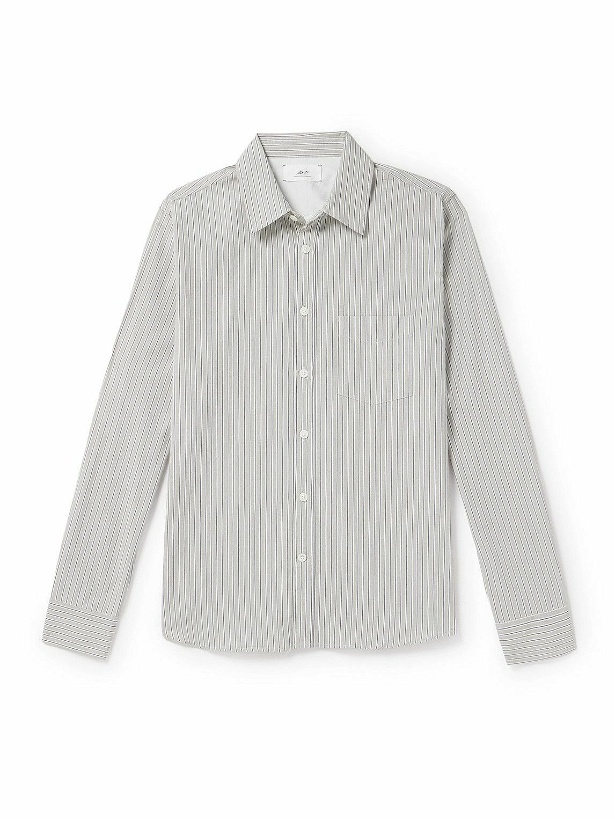 Photo: Mr P. - Pinstriped Cotton Oxford Shirt - Gray