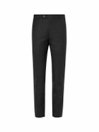 Mr P. - Slim-Fit Black Worsted Wool Trousers - Black