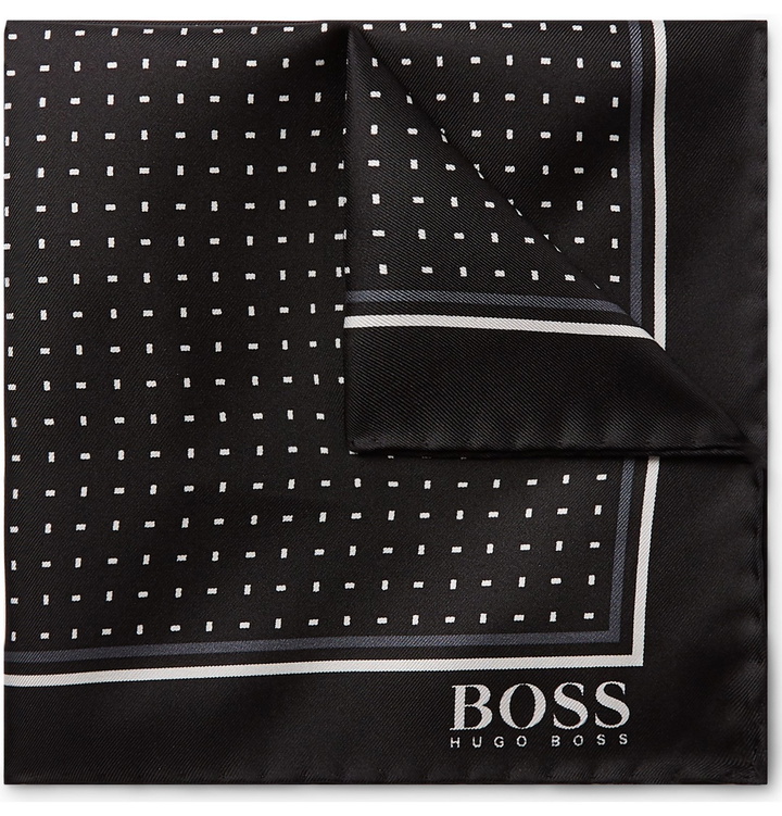 Photo: Hugo Boss - Printed Silk Pocket Square - Black