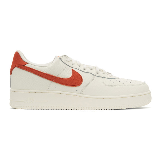Photo: Nike White and Orange Air Force 1 07 Craft Sneakers