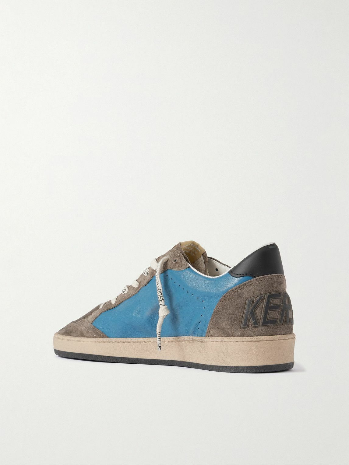 Golden Goose - Ball Star Suede-Trimmed Distressed Leather Sneakers - Blue